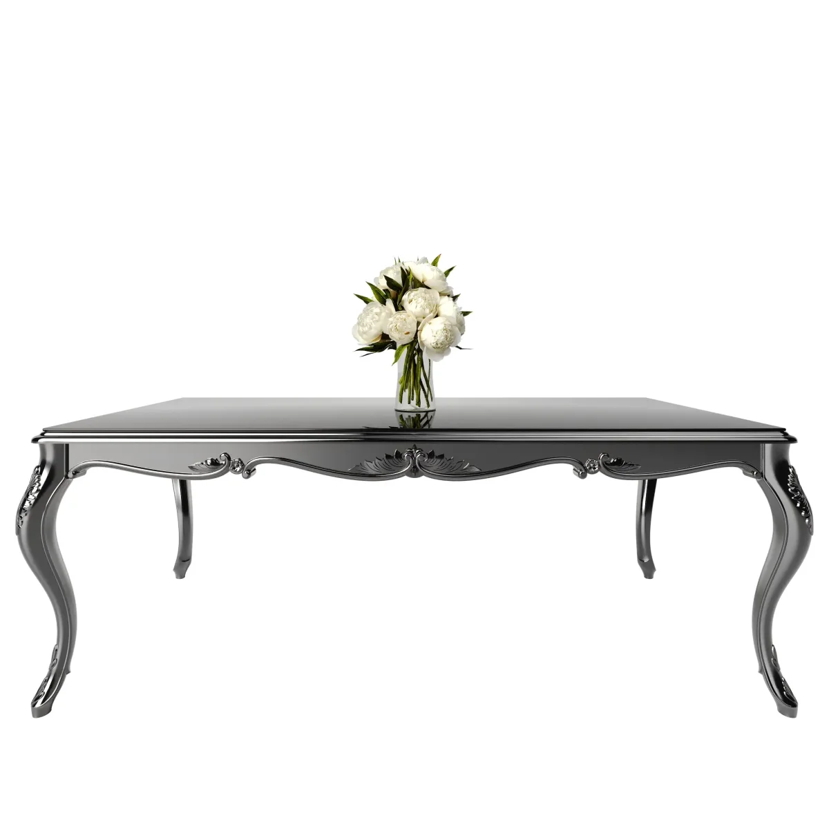 Negar dining table – available with plain and printed glass.